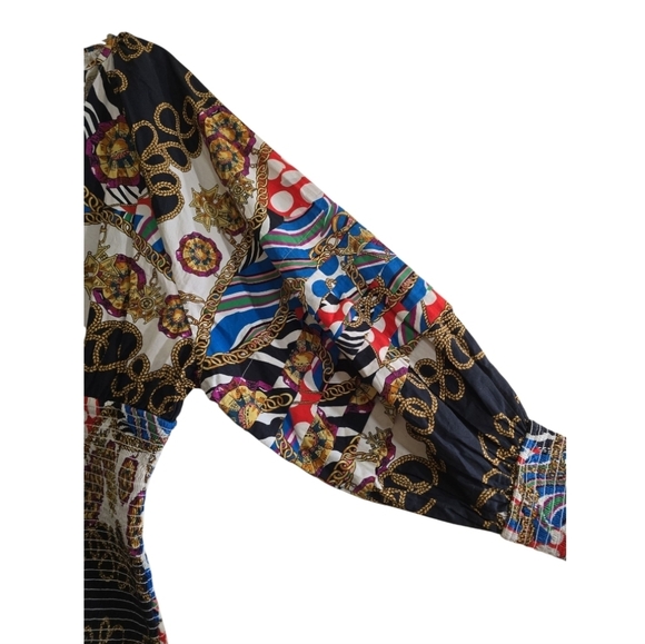 NWT Rhode Anya Smocked Mini Dress Nautical Chain Print Balloon Sleeves Large - Picture 4 of 11